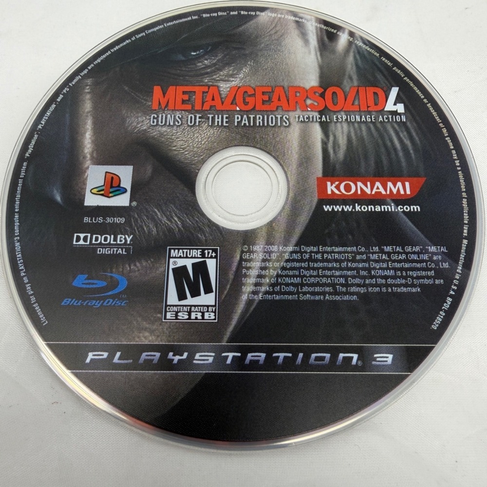 Metal Gear Solid 4 Guns of the Patriots PS3 Sony PlayStation 3 Disc BLUS-30109